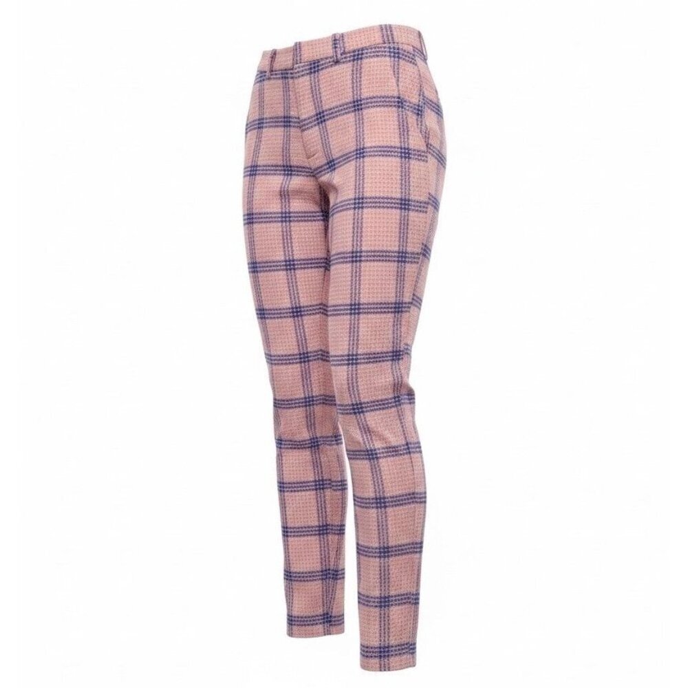 Scotch & Soda Size 28 Lowry Tailored Slim Fit Pink Plaid Trousers Womens Pants